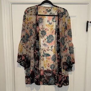 Style & Co. Floral Sheer kimono style cardigan - Multicolor